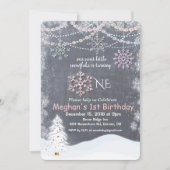 Winter Sneeuwvlok Eerste 1e Verjaardag uitnodiging (Voorkant)