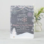 Winter Sneeuwvlok eerste 2e verjaardag uitnodiging (Staand voorkant)