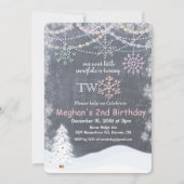 Winter Sneeuwvlok eerste 2e verjaardag uitnodiging (Voorkant)