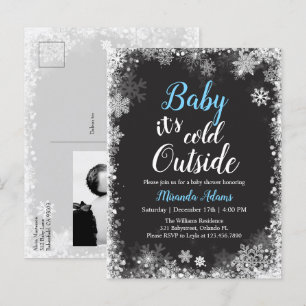 Winter Sneeuwvlok Foto Jongen Baby shower Uitnodiging Briefkaart