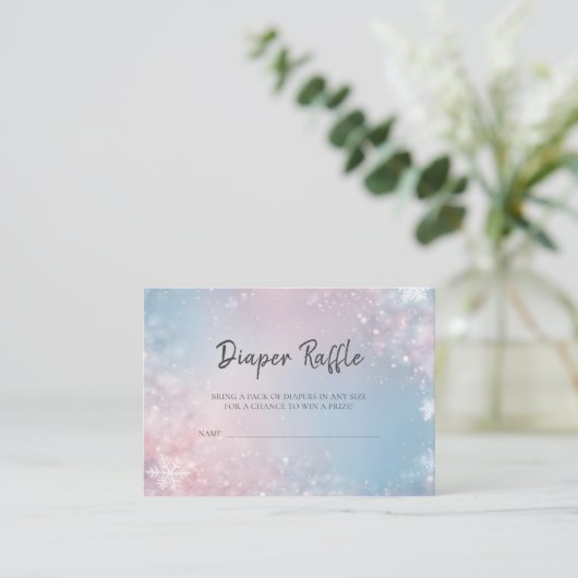 Winter Sneeuwvlok Geslacht Neutraal Luier Raffle Informatiekaartje (Staand voorkant)