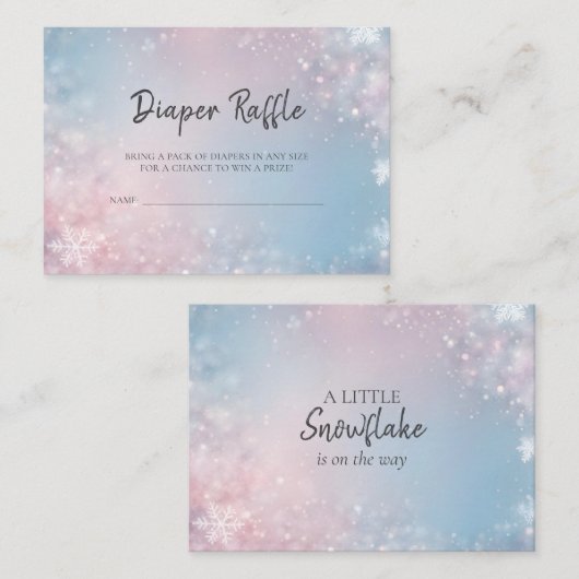 Winter Sneeuwvlok Geslacht Neutraal Luier Raffle Informatiekaartje (Voorkant / Achterkant)