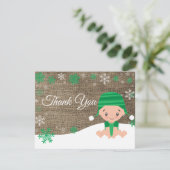 Winter Sneeuwvlok Groene Bedankkaart (Staand voorkant)