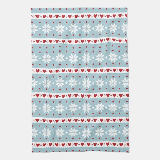 Winter sneeuwvlok harten theedoek (Verticaal)