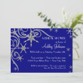 Winter Sneeuwvlok Juwelen Bling Swirl Douche Uitno Kaart (Staand voorkant)