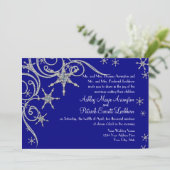 Winter Sneeuwvlok Juwelen in Bling Swirl Bruiloft Kaart (Staand voorkant)