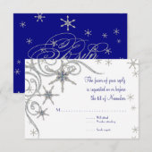Winter Sneeuwvlok Juwelen in Bling Swirl Bruiloft  RSVP Kaartje (Voorkant / Achterkant)