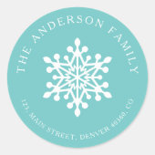 Winter sneeuwvlok Kerstmis retour adres label (Voorkant)