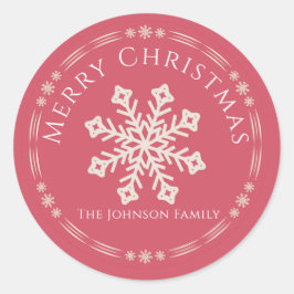 Winter Sneeuwvlok Kerststicker Ronde Sticker