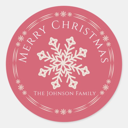 Winter Sneeuwvlok Kerststicker Ronde Sticker (Voorkant)