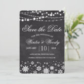 Winter sneeuwvlok krijt Save the Date uitnodiging (Staand voorkant)