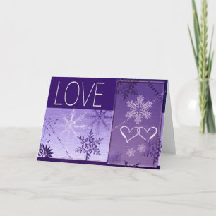 Winter Sneeuwvlok Liefde in paarse Feestdagen Kaart