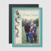 Winter sneeuwvlok lint damast blauwgroen (Voorkant / Achterkant)