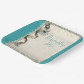  Winter sneeuwvlok lint damast blauwgroen Papieren Bordje (Gebogen)