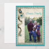  Winter sneeuwvlok lint en damast foto Feestdagenkaart (Voorkant / Achterkant)