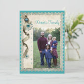  Winter sneeuwvlok lint en damast foto Feestdagenkaart (Staand voorkant)