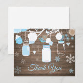 Winter Sneeuwvlok Mason Jar Blauwe Dankkaart Bedankkaart (Voorkant / Achterkant)