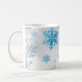 Winter Sneeuwvlok Patroon Blauw en Wit Koffiemok (Links)