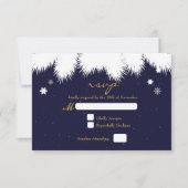 Winter Sneeuwvlok Pine Elegante bruiloft RSVP-kaar RSVP Kaartje (Voorkant)