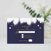 Winter Sneeuwvlok Pine Elegante bruiloft RSVP-kaar RSVP Kaartje (Staand voorkant)