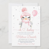 Winter Sneeuwvlok Pinguïn Invitation Baby shower Kaart (Voorkant)