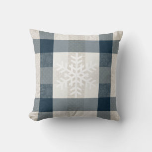 Winter Sneeuwvlok Plaid Favoriete Dingen Blauwe Cr Kussen