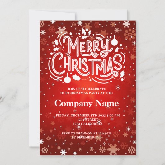 Winter Sneeuwvlok rood wit Vrolijk kerstfeest Kaart (Voorkant)