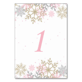 Winter Sneeuwvlok Roze en Goud Baby Shower Kaart