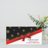 Winter Sneeuwvlok Satijnen Lint Rood Cadeaubon (Staand voorkant)
