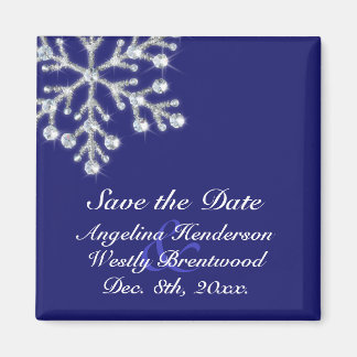 Winter Sneeuwvlok Save the Date Magnet indigo