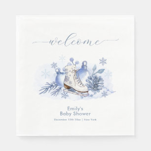 Winter Sneeuwvlok Schaats Baby Borrel Verwelkoming Servet