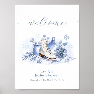 Winter Sneeuwvlok Schaats Baby Shower Welkom Poster