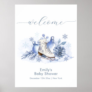 Winter Sneeuwvlok Schaats Baby Shower Welkom Poster