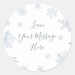 Winter Sneeuwvlok Shower Liefde Uw Bericht Hier Ronde Sticker