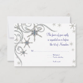 Winter Sneeuwvlok Sieraden en Bling Wervelende Tro RSVP Kaartje
