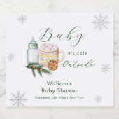 Winter Sneeuwvlok S'more Koekje Baby Shower Sparkling Wijnetiket (Enkel label)