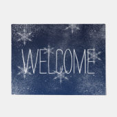 Winter sneeuwvlok sneeuw navy blauw Kerstmis Deurmat (Voorkant)