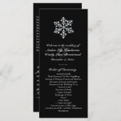 Winter Sneeuwvlok Trouwprogramma (zwart) Programmakaart (Voorkant / Achterkant)