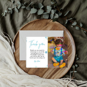 Winter Sneeuwvlok Verjaardag Foto Dank je Kaart