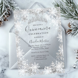 Winter Sneeuwvlok Verzorgde Quinceanera   Acryl Uitnodigingen