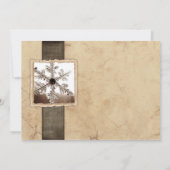 Winter Sneeuwvlok Vintage Trouw Uitnodigingen (Achterkant)