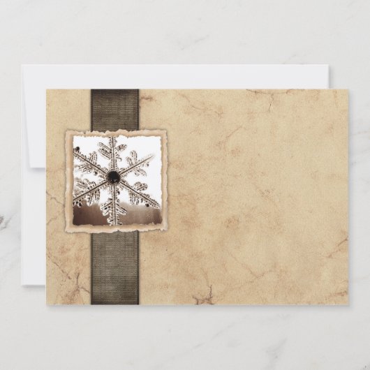 Winter Sneeuwvlok Vintage Trouw Uitnodigingen (Achterkant)