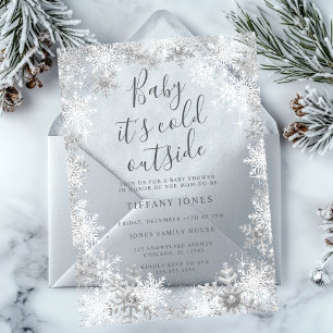 Winter Sneeuwvlok Vorstige Baby Shower Acryl Uitnodigingen