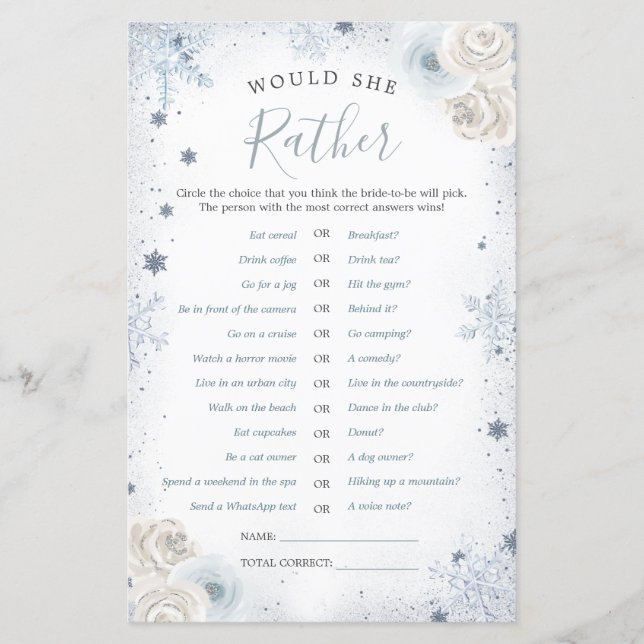 Winter sneeuwvlok Vrijgezellenfeest zou ze liever (Voorkant)