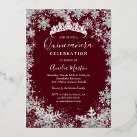 Winter Sneeuwvlok Zilver Bourgogne Quinceanera