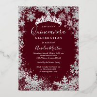 Winter Sneeuwvlok Zilveren Bourgondië Quinceanera