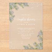 Winter Sneeuwvlokje Blauw Geruit Bruidsfeest voor  Acryl Uitnodigingen (Voorkant)