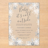 Winter Sneeuwvlokje Vorst Baby Shower  Acryl Uitnodigingen (Voorkant)