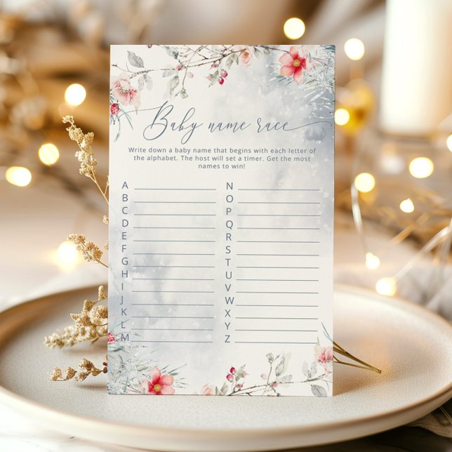 Winter sneeuwvlokken baby naam race baby shower sp (Creator heeft geüpload)