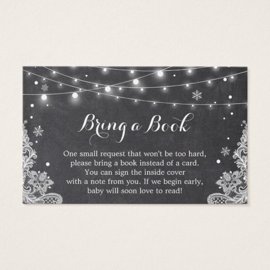 Winter Sneeuwvlokken Baby shower Boek Aanvraag Kaa Visitekaartje (Voorkant)